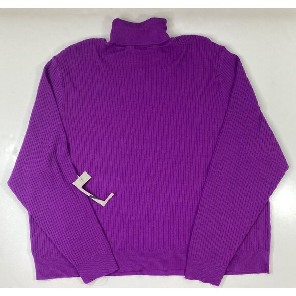 Worthington Womens Ribbed Purple Turtle Neck Knit Lightweight Sweater Size 3X - Picture 2 of 4